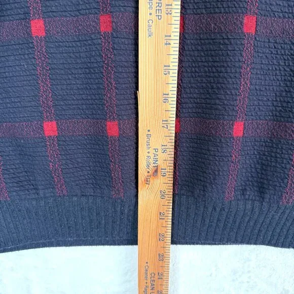 Porridge Anthropologie Mock Neck Plaid Pullover Cropped Sweater Womens S Blue - Picture 6 of 7